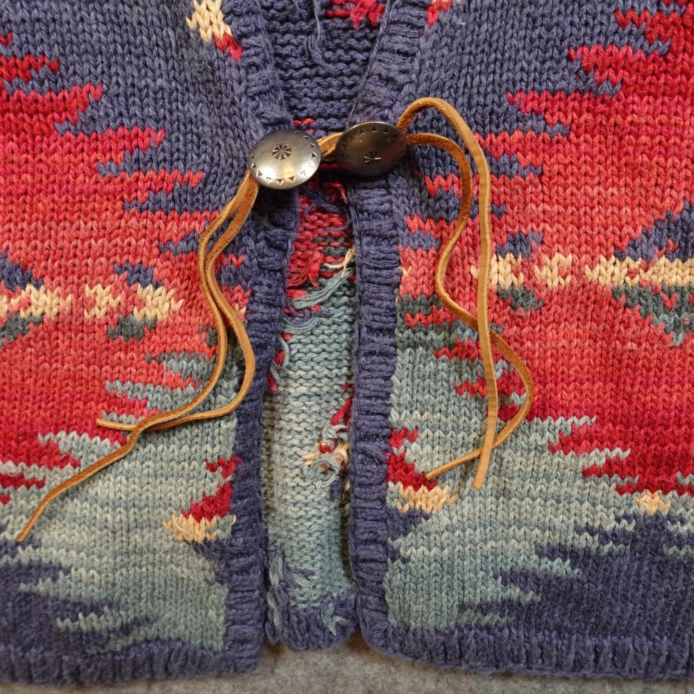 Ralph Lauren Vest Womens Extra Large Hand Knit Southwestern Aztec Linen Blend - Picture 2 of 9